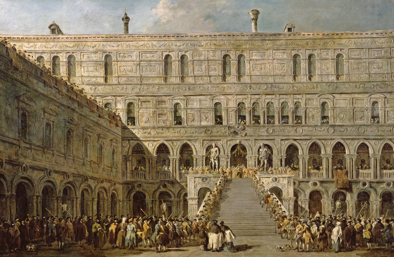 Le couronnement du Doge de Venise sur la Scala dei Giganti du Palazzo Ducale - Francesco Guardi