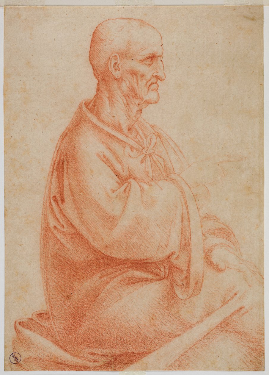 Vieil homme assis vu de côté, vers 1495 - Francesco Melzi
