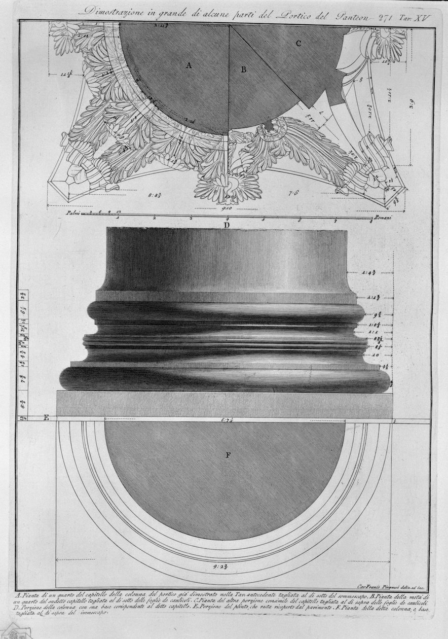 Démonstration en grand de certaines parties du Portique du Panthéon - Francesco Piranesi