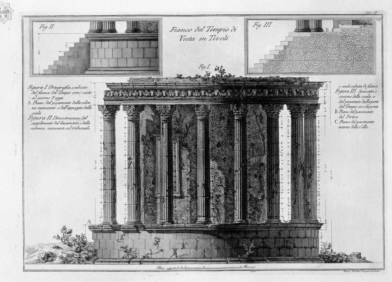 Côté du Temple de Vesta à Tivoli - Francesco Piranesi