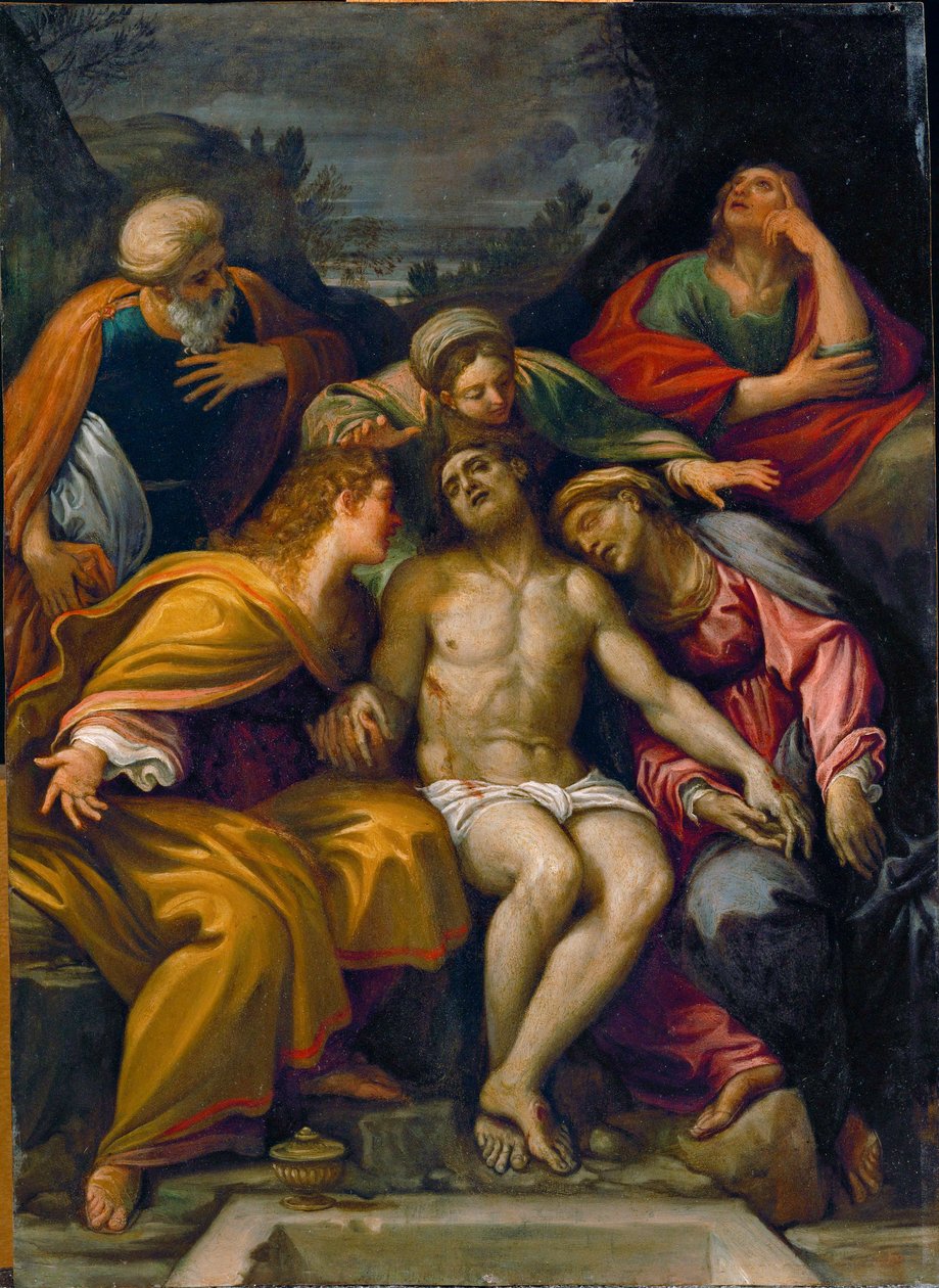 Déploration, avec saint Jean apôtre, sainte Madeleine, Marie-Salomé, Joseph d