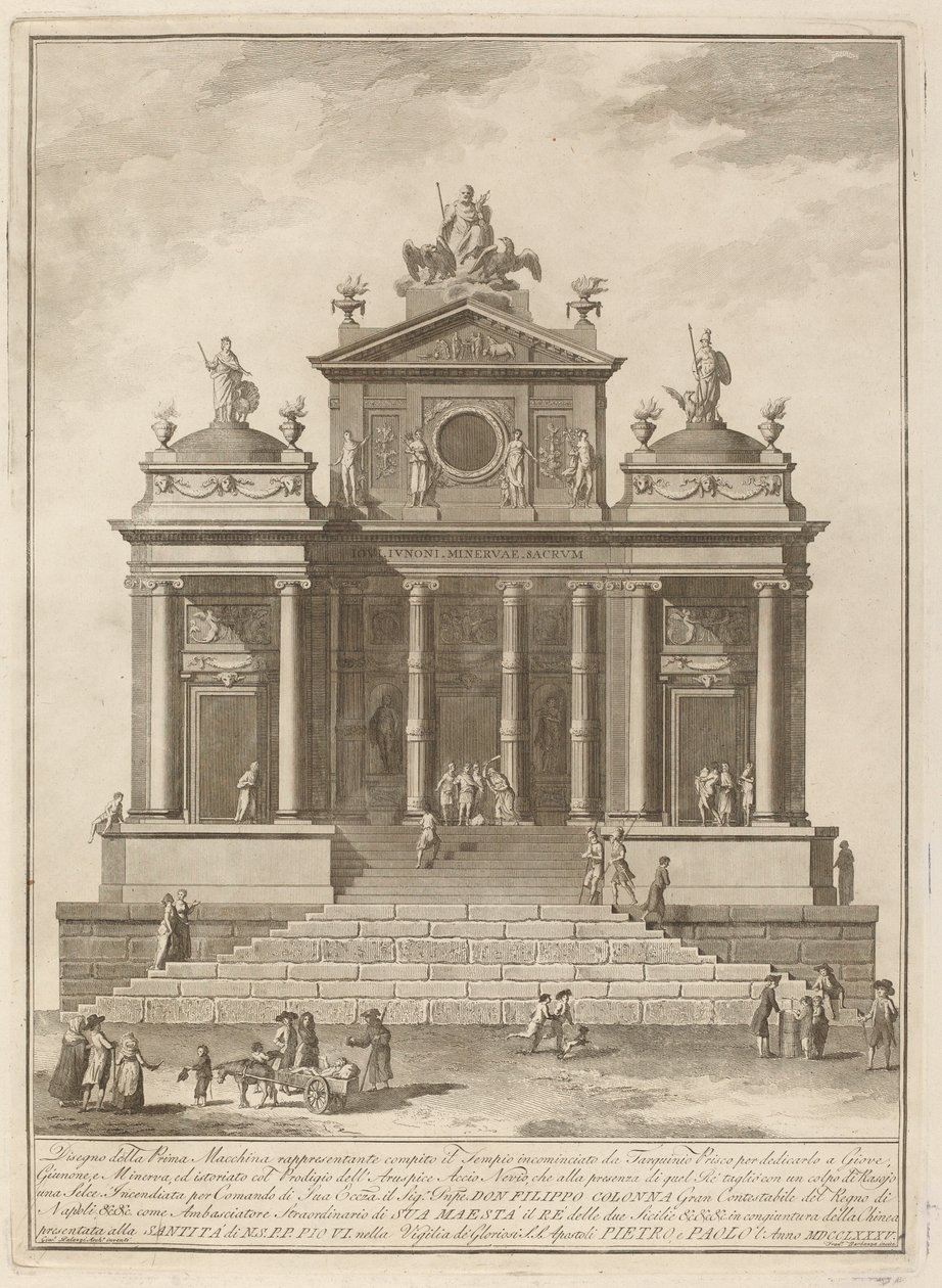 Un temple dédié à Jupiter, Junon et Minerve, pour le festival de Chinea, 1785 - Francesco Barbazza