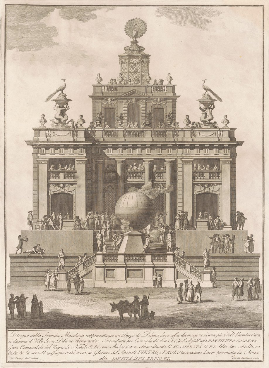 La Seconde Machine pour la Chinea de 1785 : Un palais de plaisir avec un ballon à air, 1785 - Francesco Barbazza