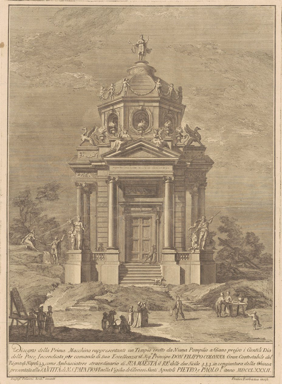 La Prima Macchina pour la Chinea de 1782 : Le Temple de Janus construit par Numa Pompilius - Francesco Barbazza, after Giuseppe Palazzi