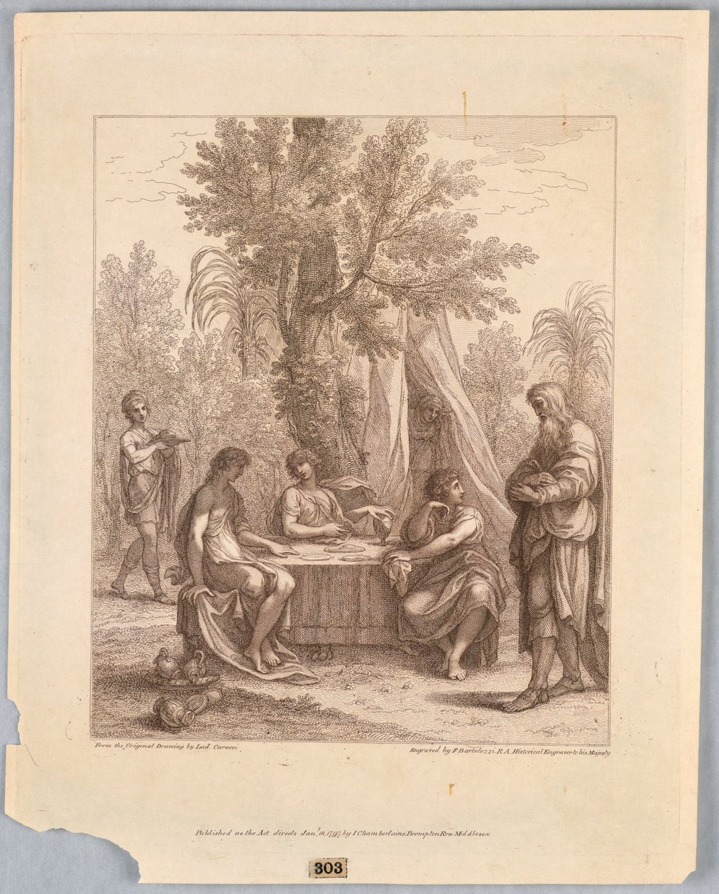 Abraham recevant trois anges - Francesco Bartolozzi