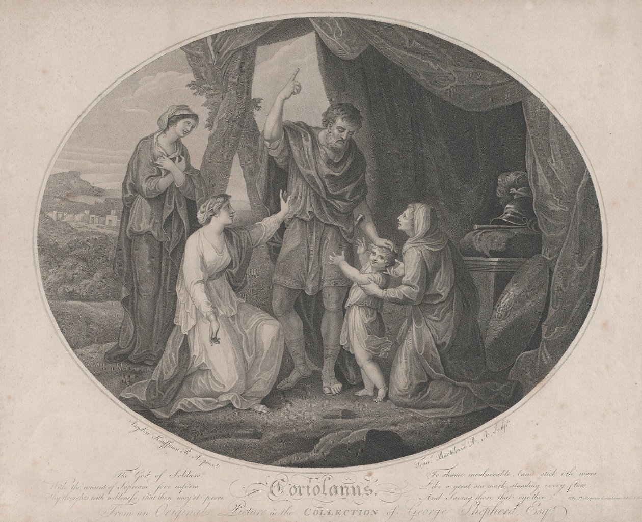 Coriolan : Le dieu des soldats, pour faire honte invulnérable... Shakespeare, Coriolan, 3 novembre 1785 - Francesco Bartolozzi