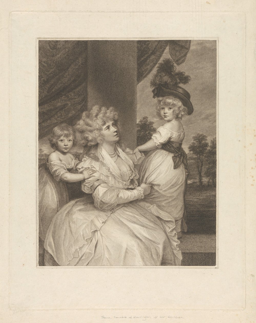 Jane, comtesse de Harrington, avec ses enfants, Lord Petersham et l