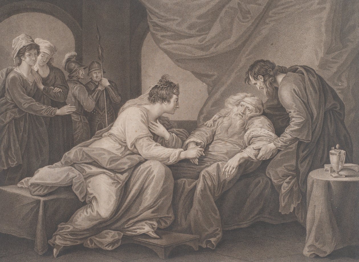 Le roi Lear et Cordelia, Shakespeare, Le roi Lear, Acte 4, Scène 7, vers 1783 - Francesco Bartolozzi
