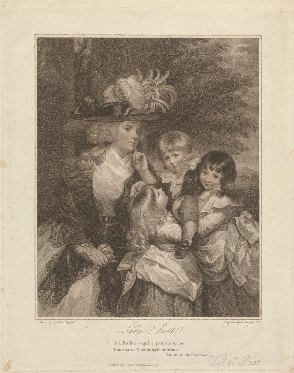 Lady Charlotte Smith et ses enfants; George Henry, Louisa et Charlotte - Francesco Bartolozzi