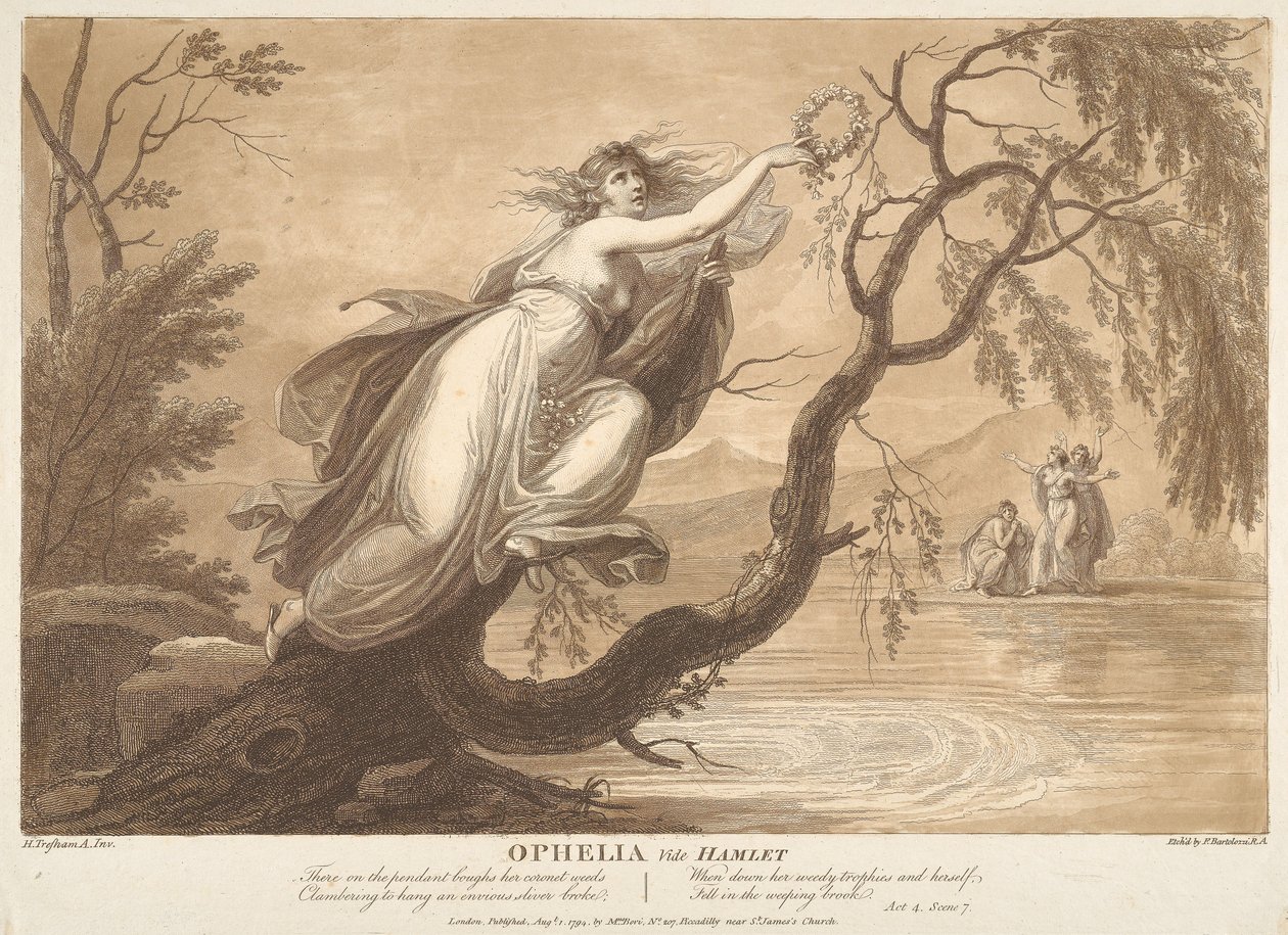 Ophélie, voir Hamlet, acte 4, scène VII - Francesco Bartolozzi
