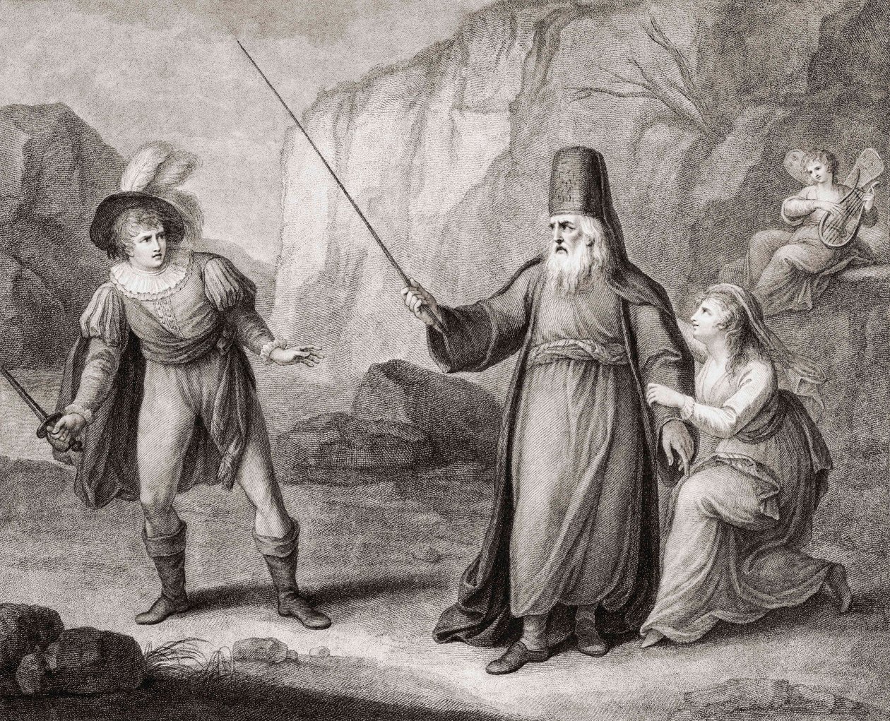 Prospero désarmant Ferdinand. Shakespeare. La Tempête - Francesco Bartolozzi