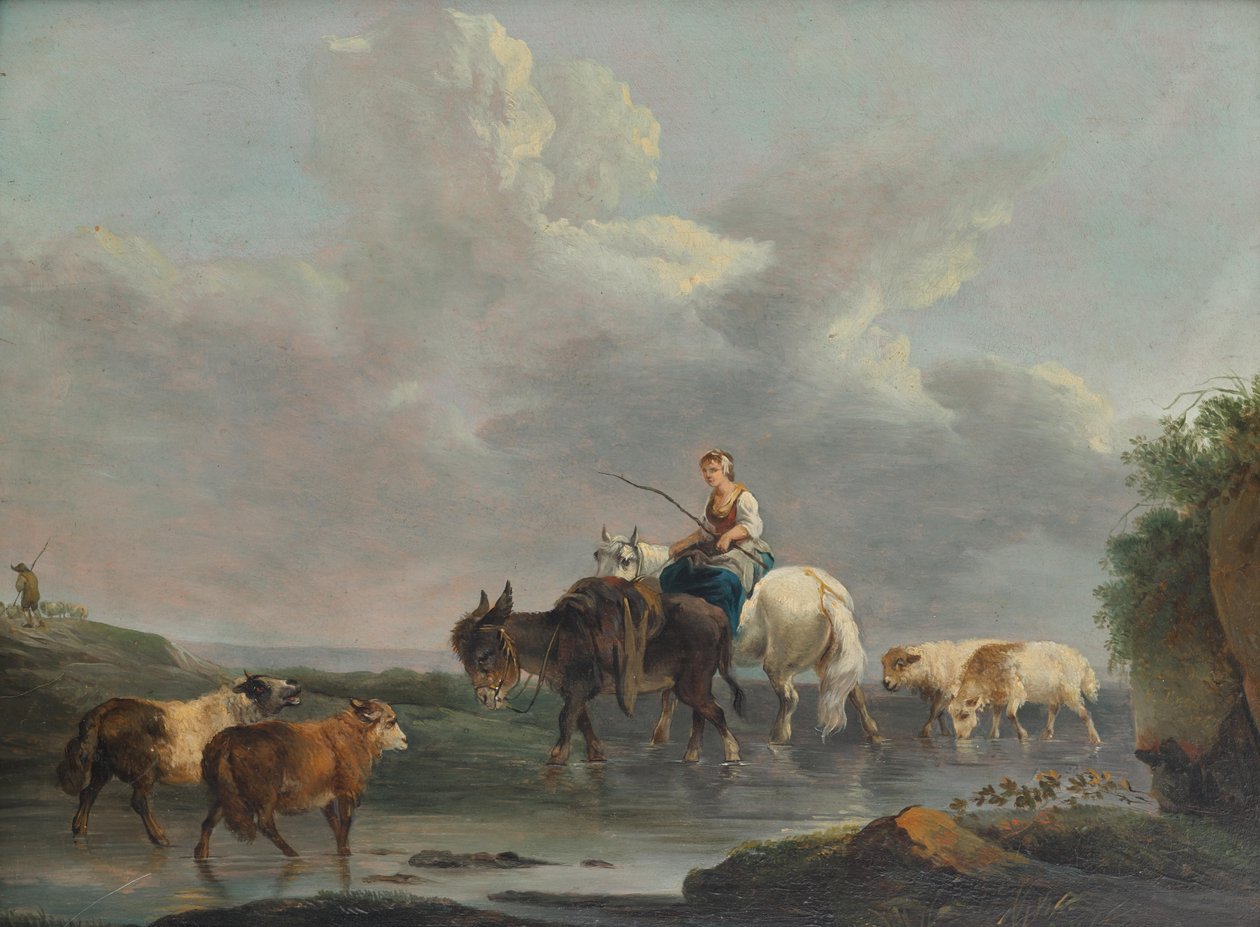 Bergère au bord du ruisseau - Francesco Casanova