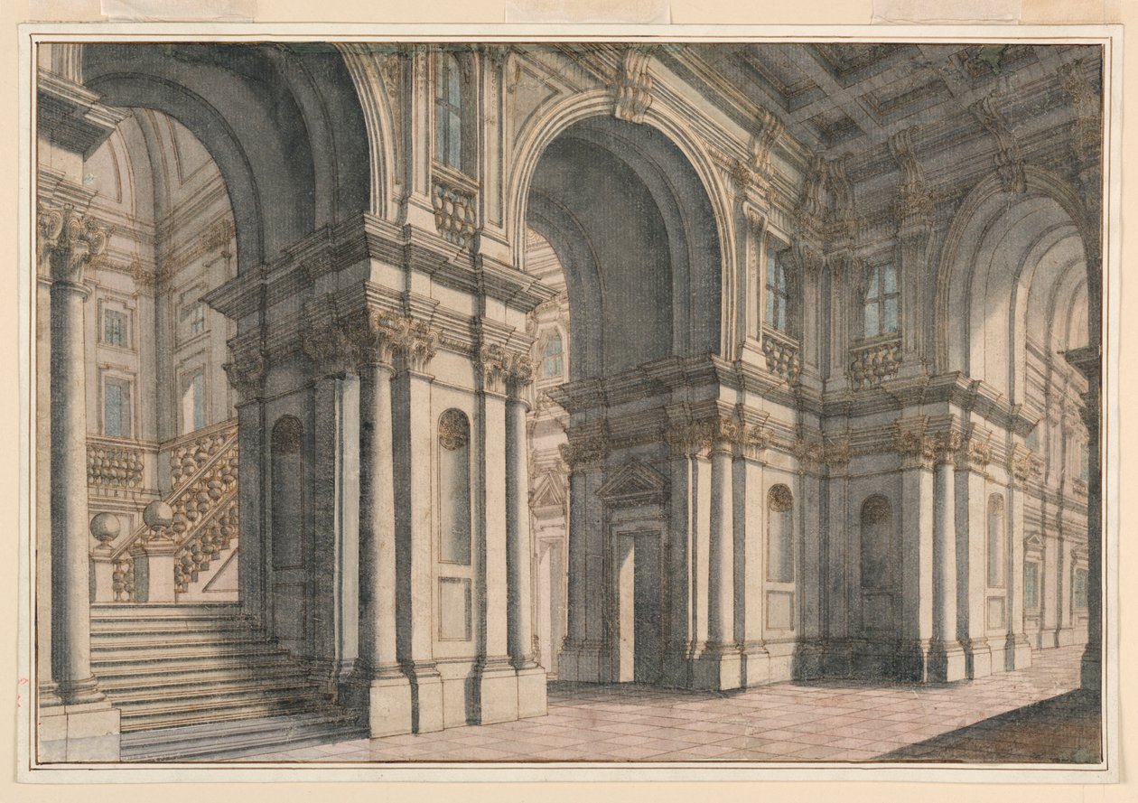 Dessin, scénographie : Intérieur de palais, 1700-1750 - Francesco Galli Bibiena
