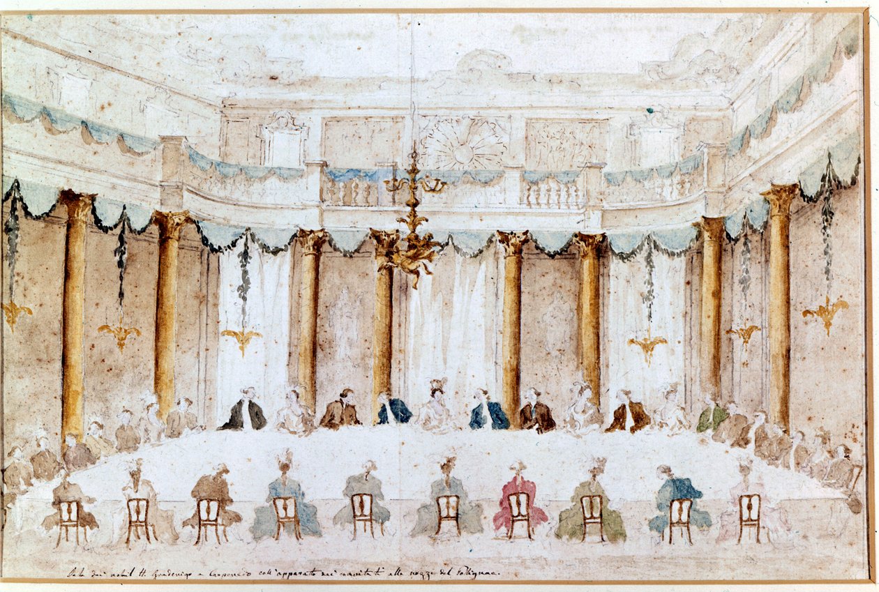 Banquet pour le mariage de Polignac. Dessin de Francesco Guardi - Francesco Guardi