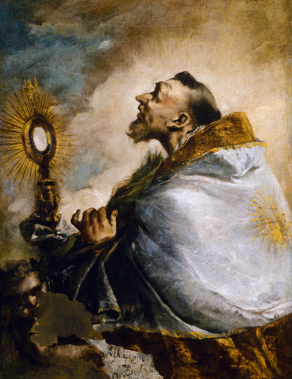 Saint en adoration de la Sainte Eucharistie ou Saint Norbert en extase - Francesco Guardi
