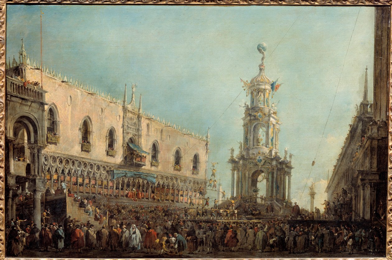 Le Doge de Venise assiste aux célébrations du Jeudi Gras sur la Piazzetta di San Marco - Francesco Guardi