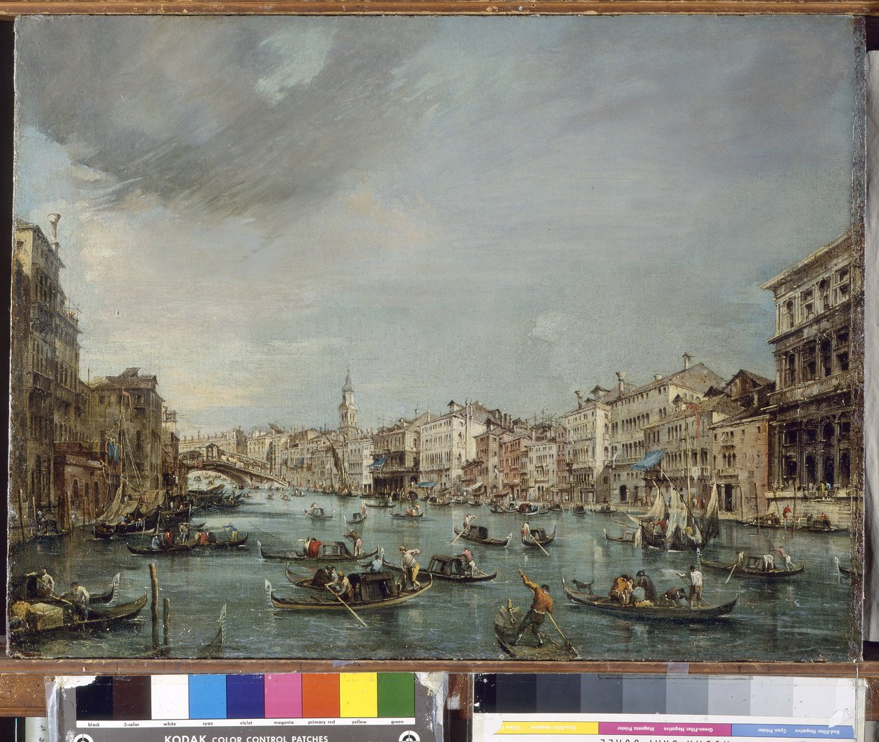 Vue du Grand Canal vers le Rialto avec Palazzo Grimani et Palazzo Manin - Francesco Guardi