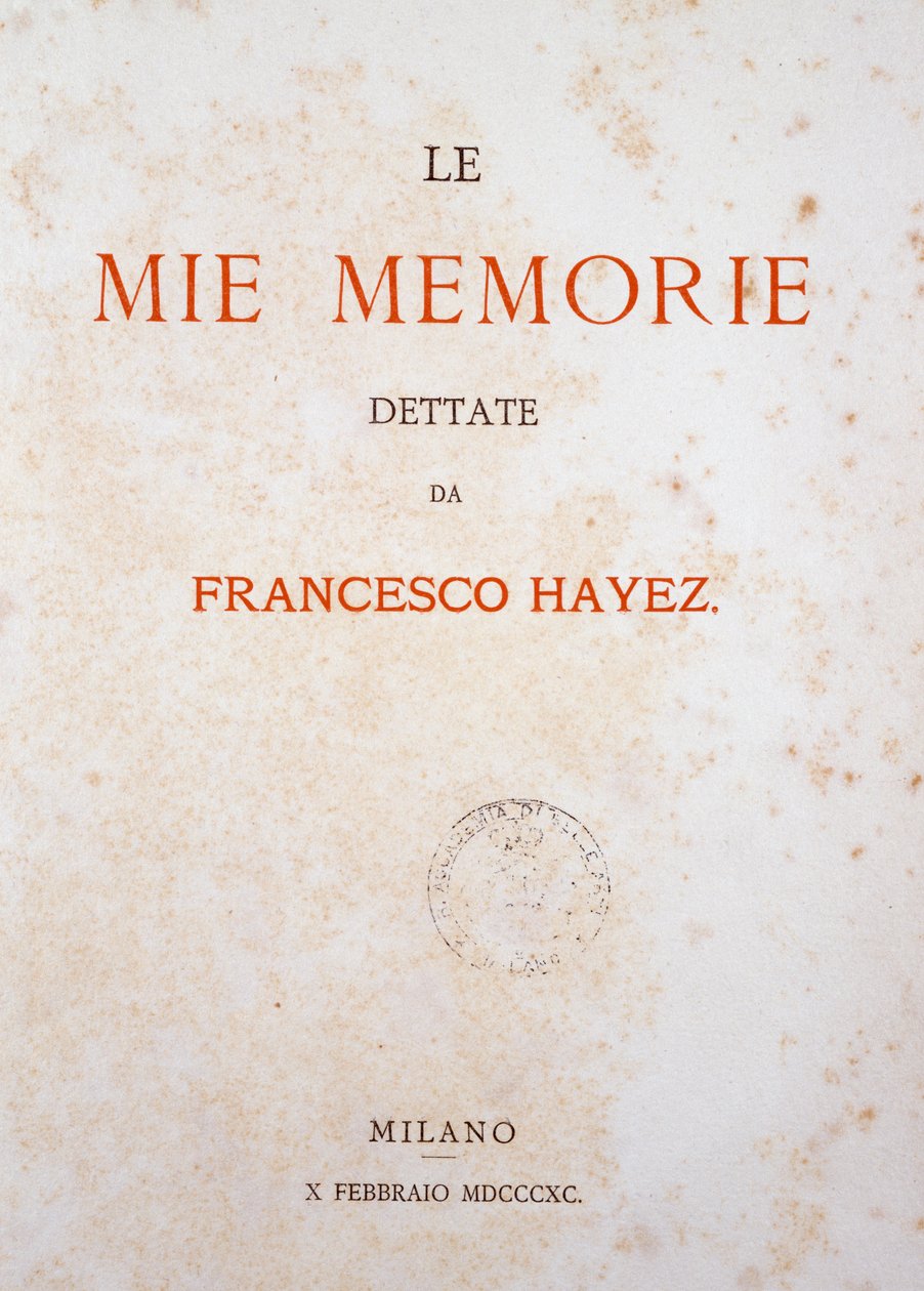 Page de titre de Mes souvenirs - Francesco Hayez