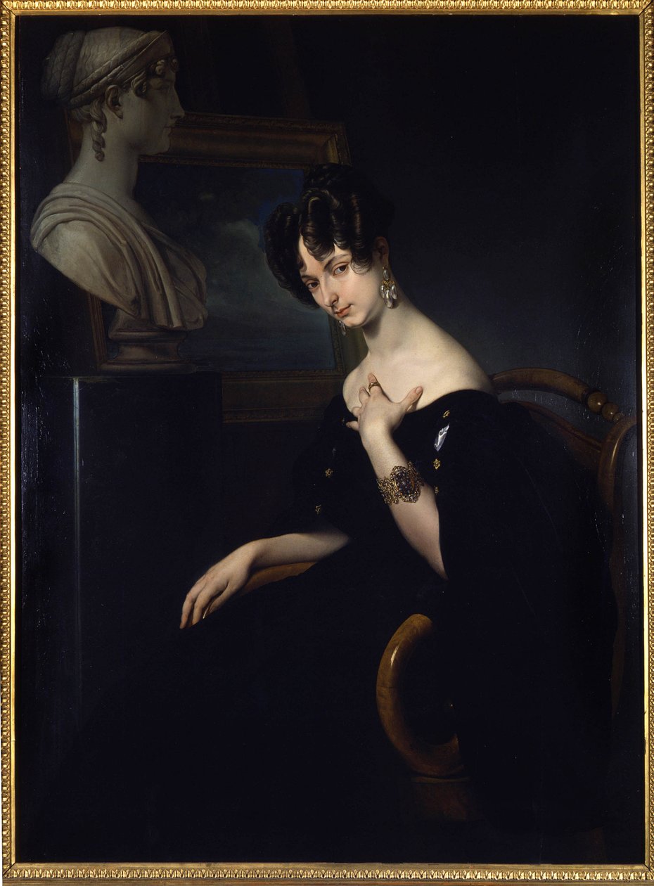 Portrait de la marquise Cristina Trivulzio, princesse de Belgiojoso (1808-1871), patriote italienne et femme de lettres, peinture de Francesco Hayez. Florence, Italie - Francesco Hayez