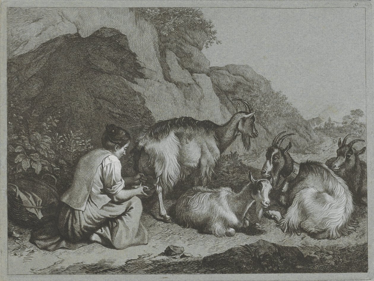 Bergère avec troupeau de chèvres - Francesco Londonio