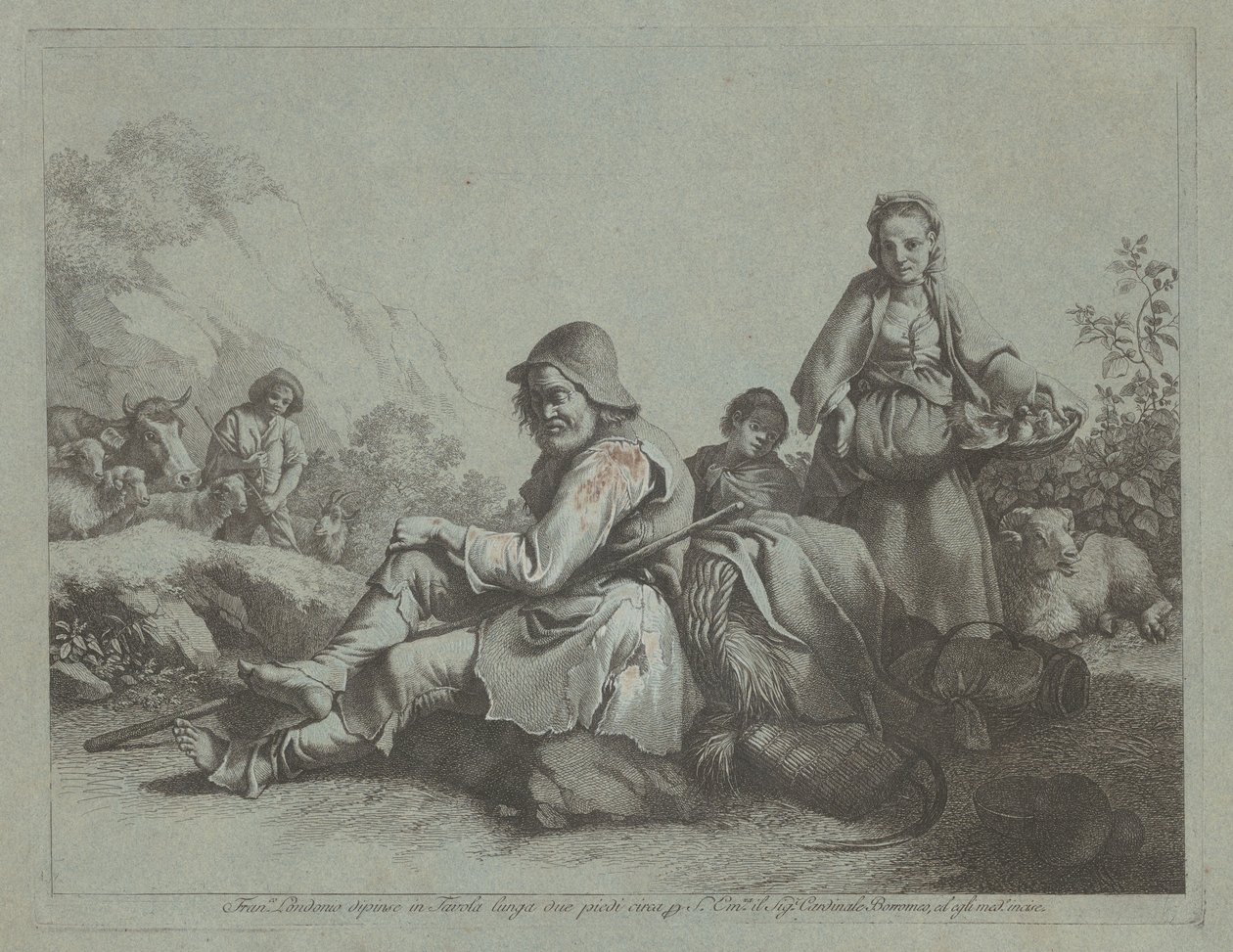 Berger assis et une paysanne avec un panier, 1759-1782 - Francesco Londonio