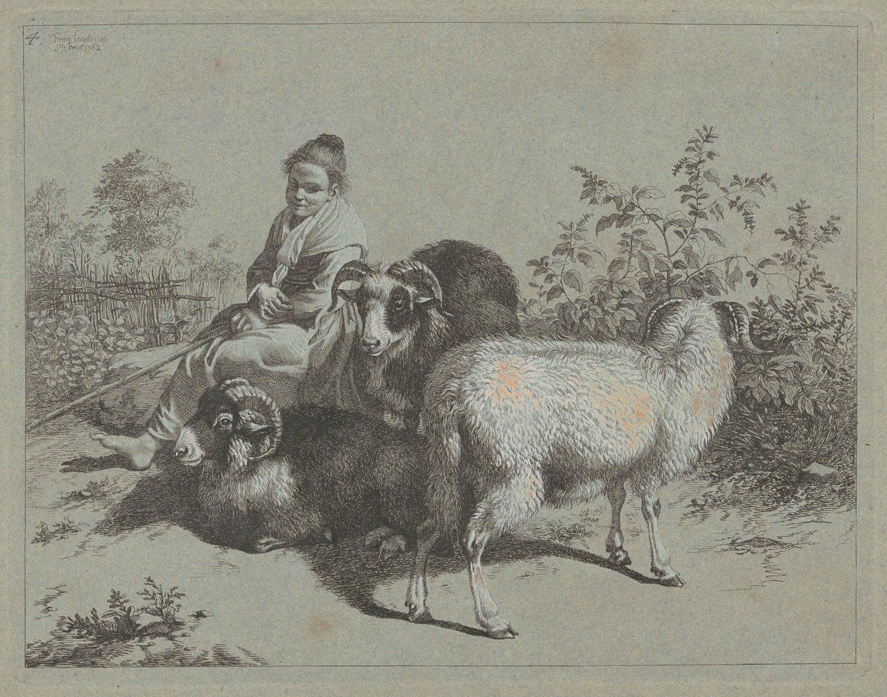 Bergère assise avec trois béliers, 1762 - Francesco Londonio