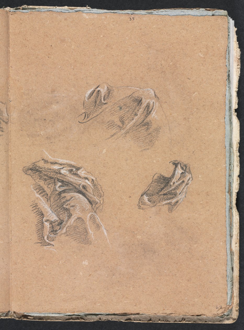 Carnet de croquis de Vérone : Études de draperie page 69, 1760 - Francesco Lorenzi