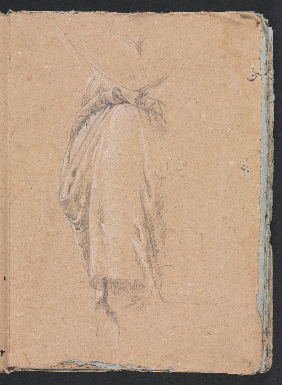 Carnet de croquis de Vérone : Étude de draperie avec coude page 5, 1760 - Francesco Lorenzi