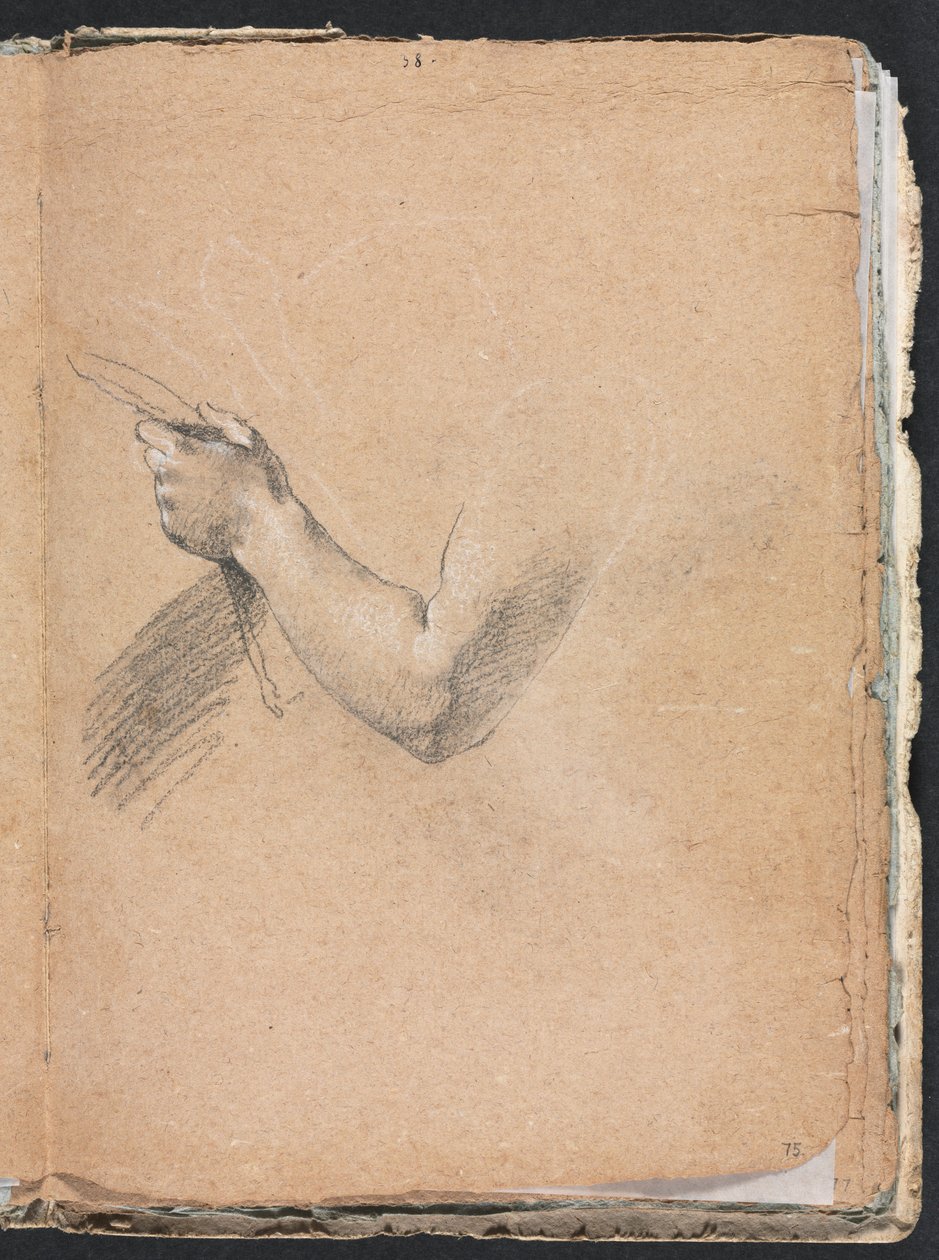 Carnet de croquis de Vérone : bras gauche et main page 75, 1760 - Francesco Lorenzi