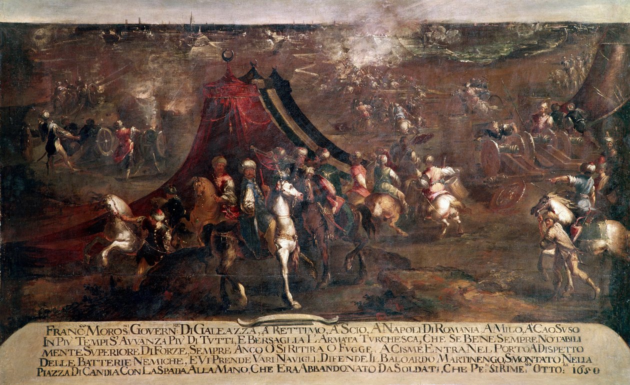 Guerre de Candie (Crète) : « bataille entre la flotte vénitienne de Francesco Morosini (1619-1694) et la flotte turque en fuite en 1650 » - Francesco Monti