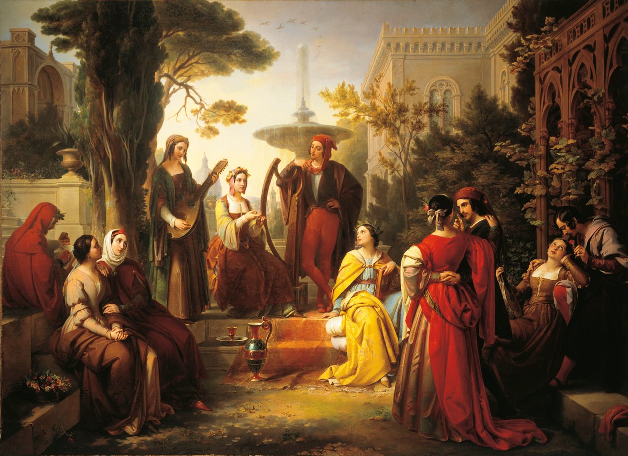 Italie, Trévise, Conteurs du Décaméron - Francesco Podesti