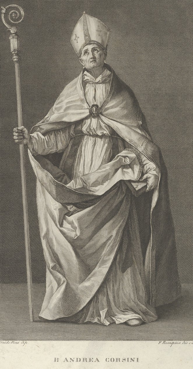 Saint André Corsini vêtu en évêque de Fiesole, tenant une crosse et regardant, vers 1780-1841 - Francesco Rosaspina