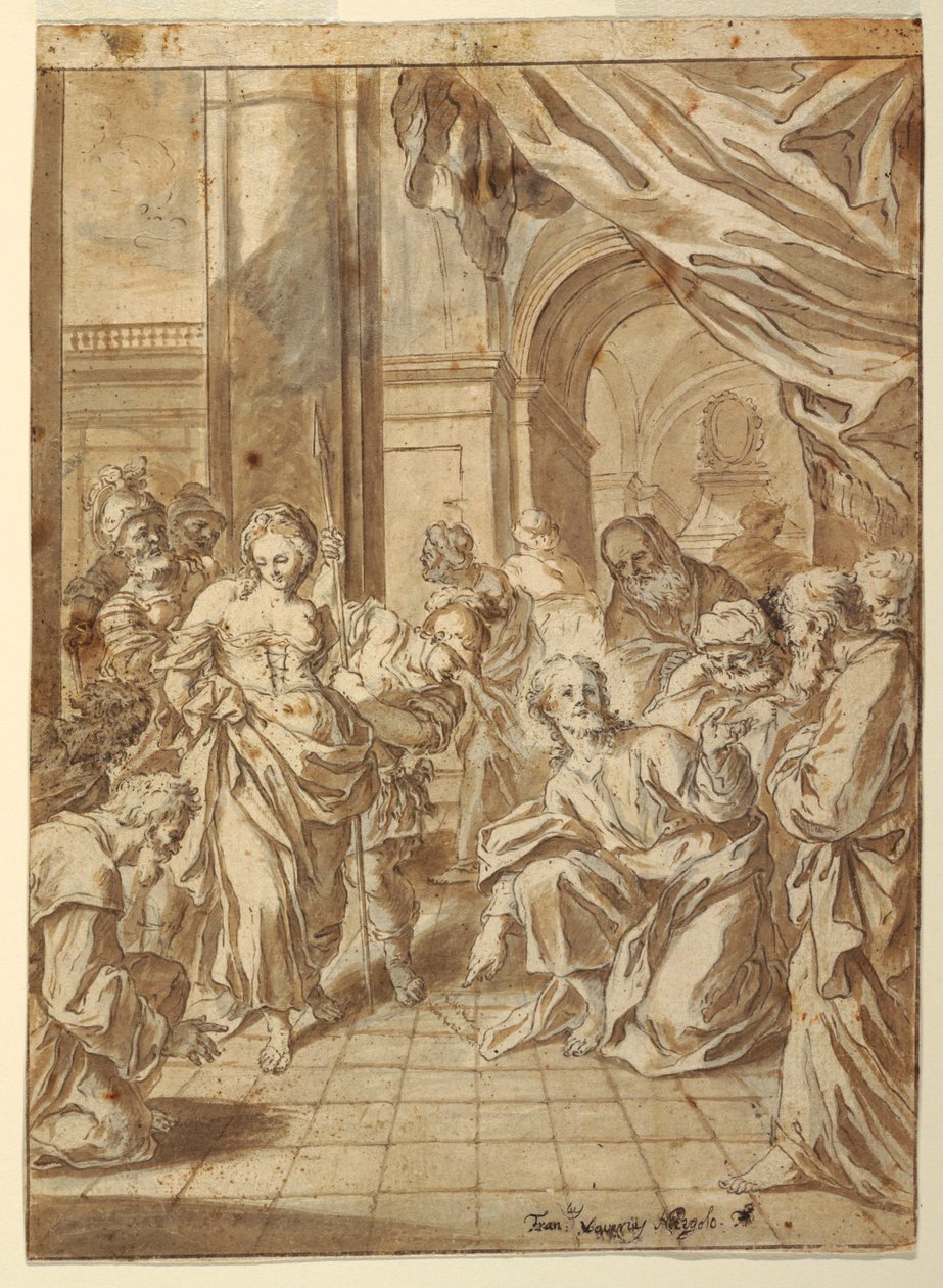 Dessin, Le Christ et la femme adultère, 1750-60 - Francesco Saverio Mergolo