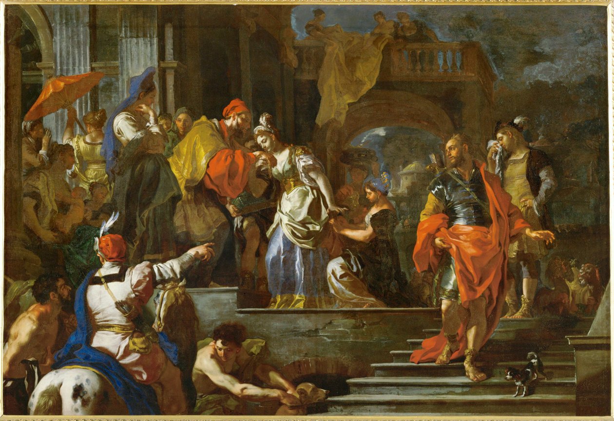 Le départ de Rebecca (peinture sur toile) - Francesco Solimena