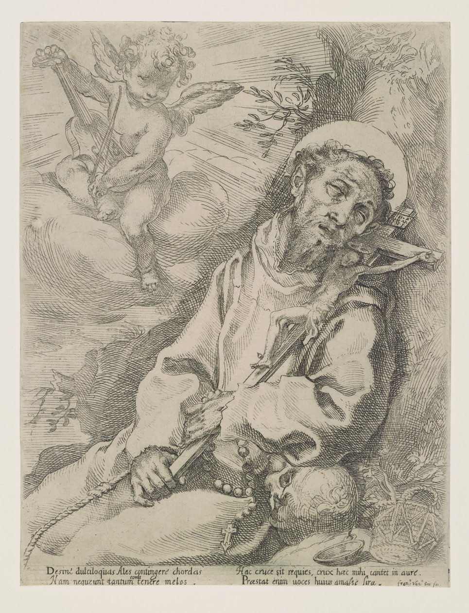 Saint François consolé par un ange musicien - Francesco Vanni