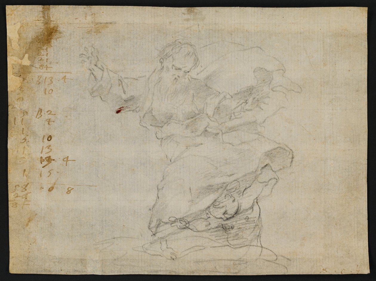 Études pour le Christ donnant un nouveau cœur à Sainte Catherine de Sienne (recto); Dieu le Père dans les airs avec les bras étendus (verso) - Francesco Vanni