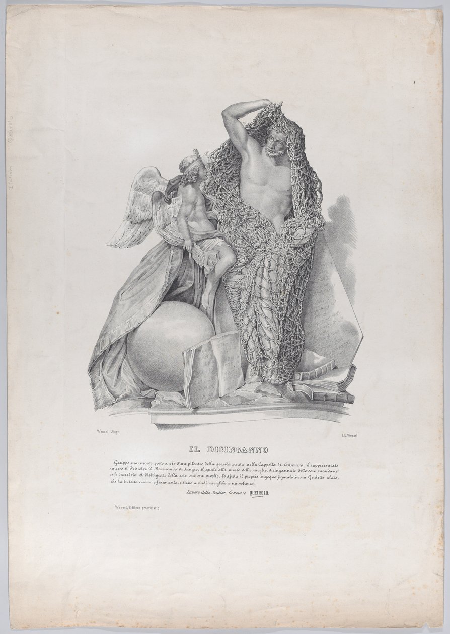 Prince Raimondo di Sangro se dégageant du filet des soucis mondains, vers 1840-50 - Francesco Wenzel
