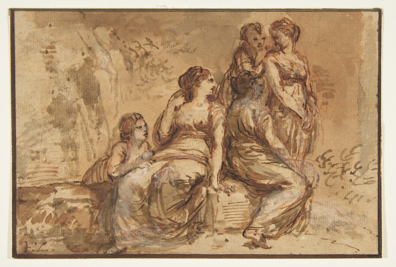 Fünf junge Frauen in einer Landschaft - Francesco Zuccarelli