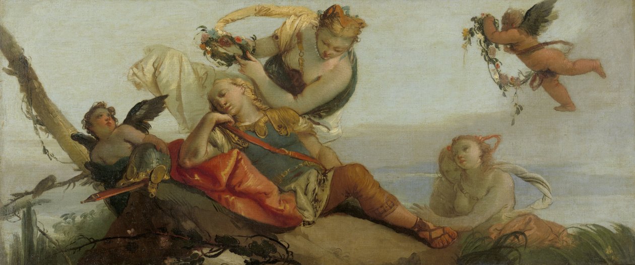 Rinaldo endormi couronné de fleurs par Armida - Francesco Zugno