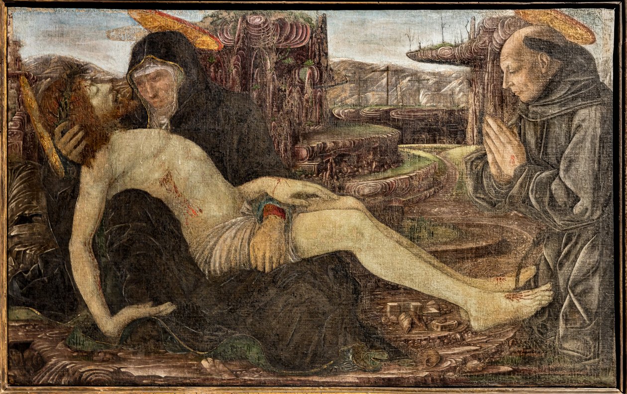 Lamentation avec client représenté comme Saint François, par Francesco del Cossa - Francesco del Cossa