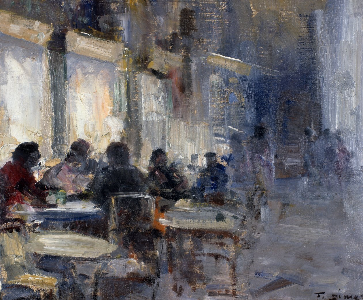 Café Schmidt la nuit, par Francesco di Marino (1892-1954) - Francesco di Marino
