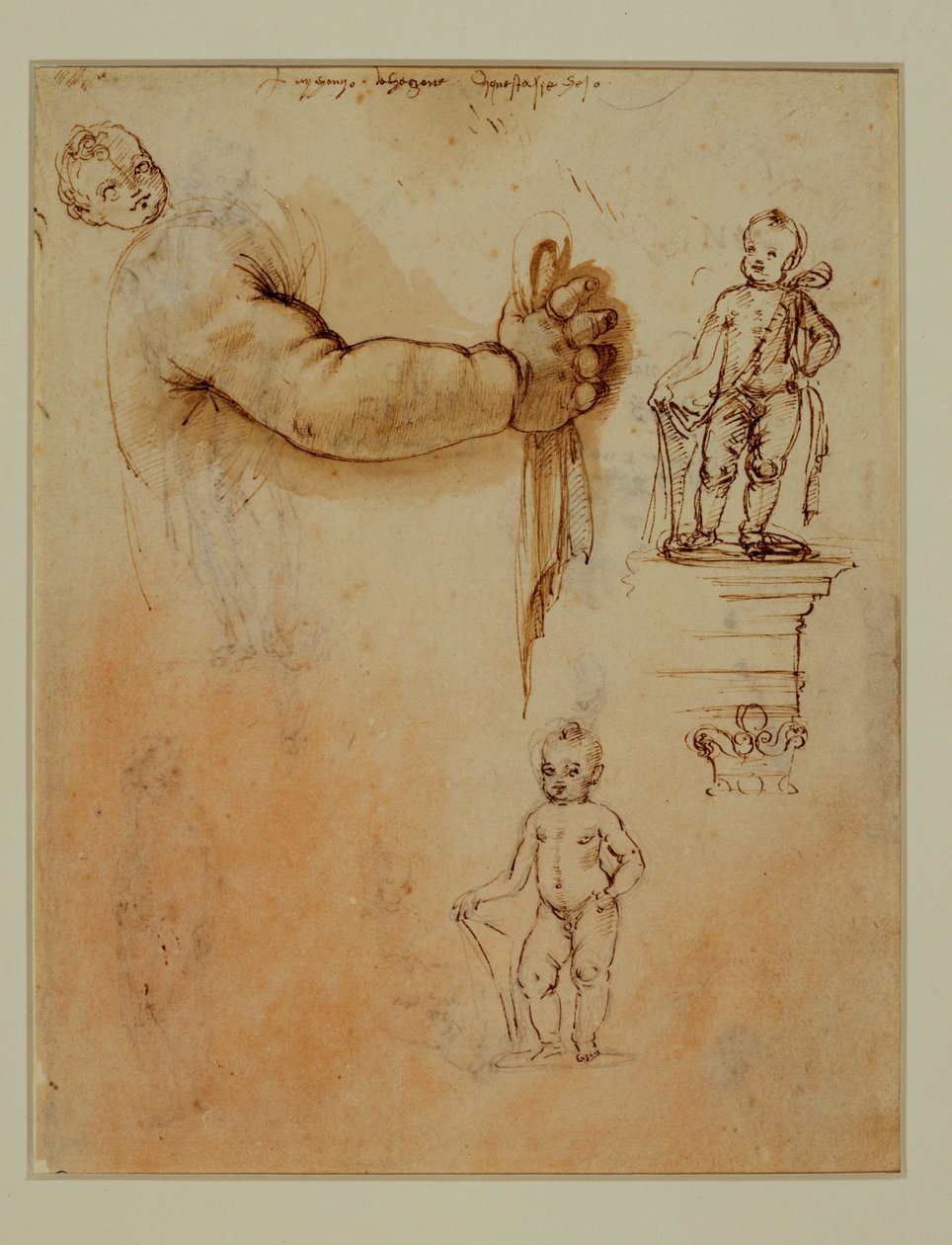 Deux enfants dont un sur un piédestal ... - Francesco di Simone (attr. to)