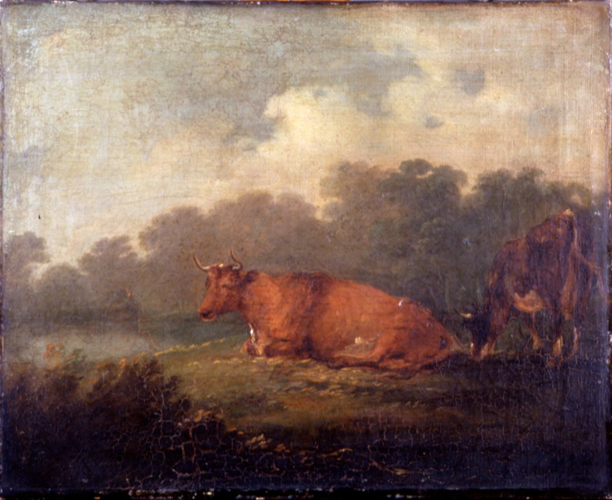 Paysage avec du bétail Une vache au repos - Francis Bourgeois