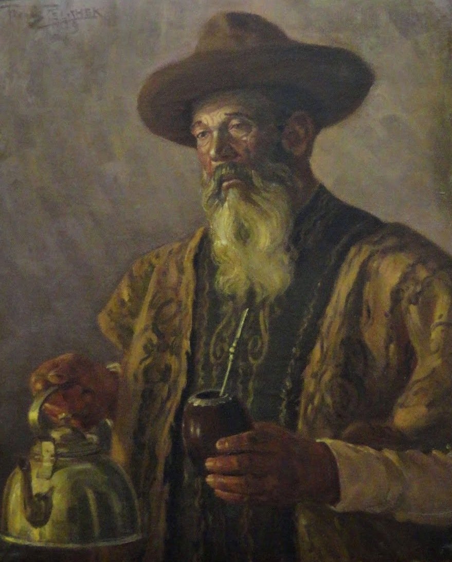 Vieil homme buvant du chimarrão - Francis Pelichek