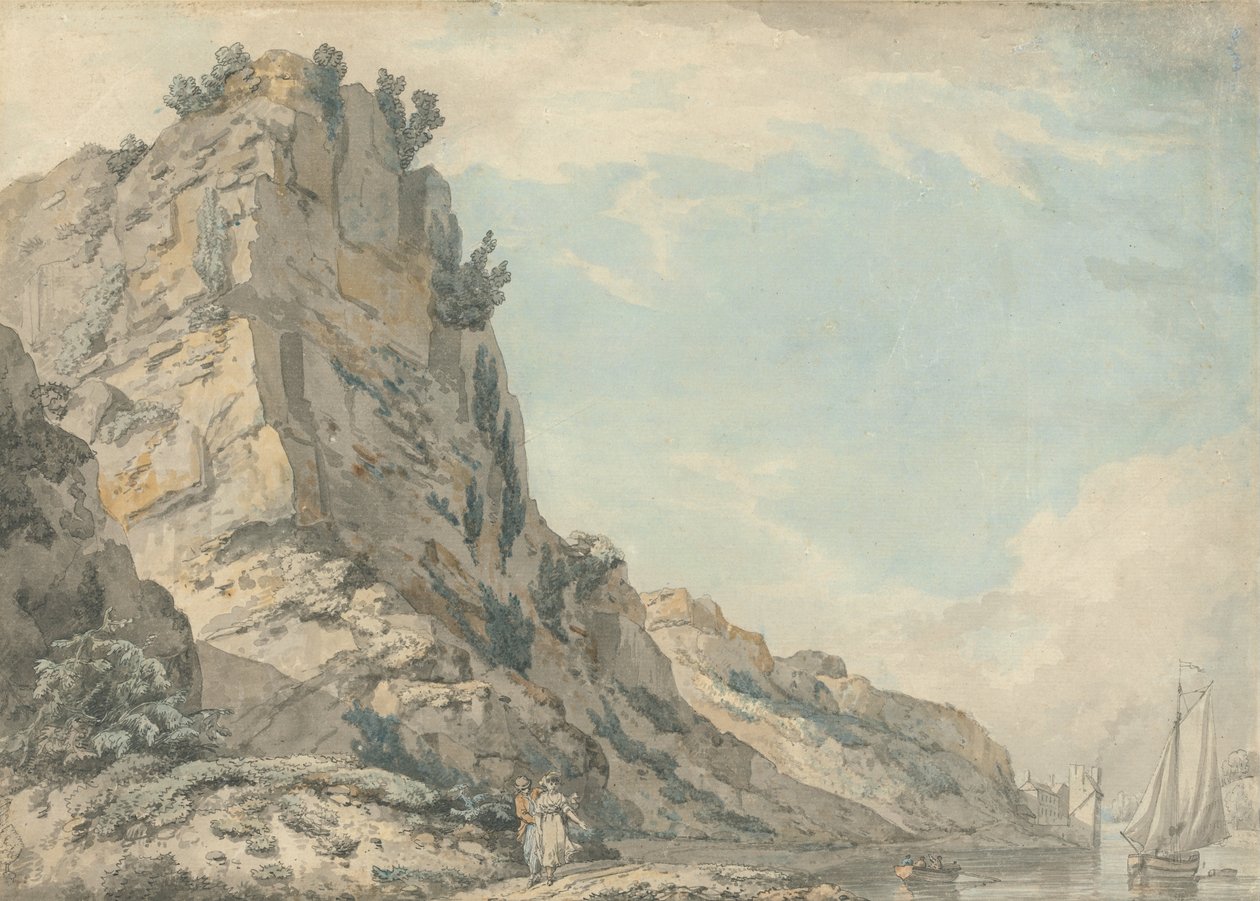Roche de St. Vincent, Clifton, Bristol avec la maison de la source de Hotwells au loin - Francis Wheatley