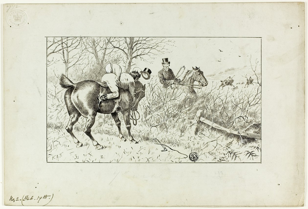 Scène de chasse : Cheval et cavalier lancé - Francis Arthur Fraser