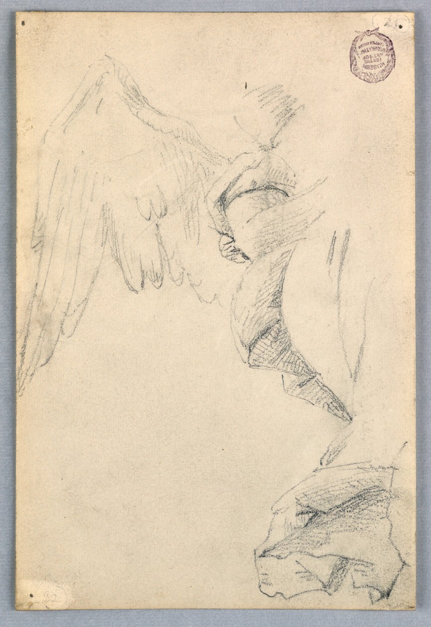 Esquisse avec ailes et draperie - Francis Augustus Lathrop