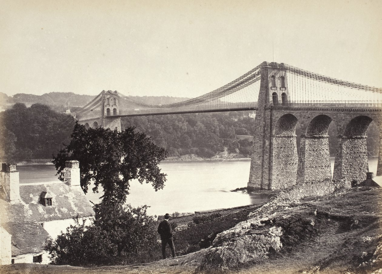 Bangor, pont suspendu, depuis Anglesey (254) - Francis Bedford
