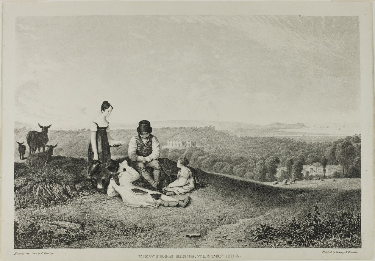Vue de Kings, Weston Hill, de Trois vues, illustrant le paysage de Bristol et ses environs - Francis Danby