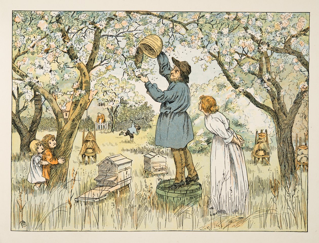 The Bee Farmer, tiré de Four and Twenty Toilers, pub. 1900 (lithographie couleur) - Francis Donkin Bedford